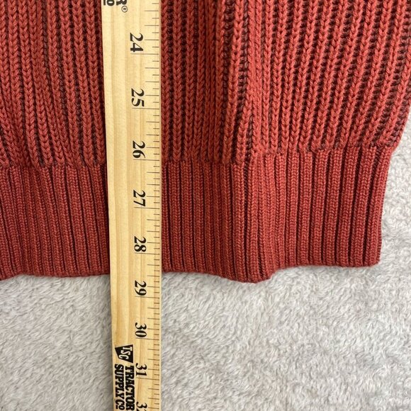 NEW Lands’ End Men’s M Ribbed Knit Sweater Mock neck Red Rust 100% Cotton - Picture 3 of 8